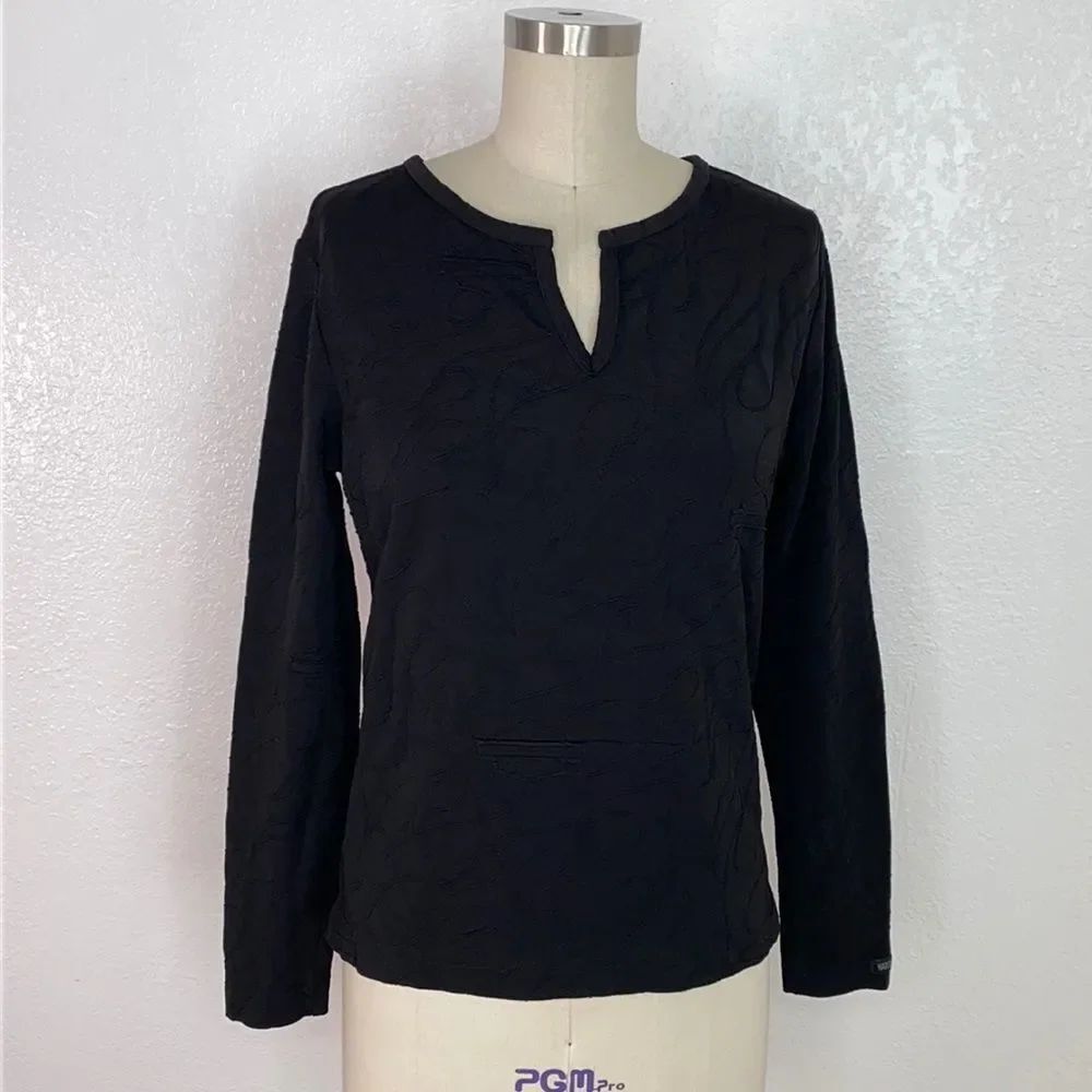 Vintage black Harley Davidson 90s Y2K moto goth long sleeve top M